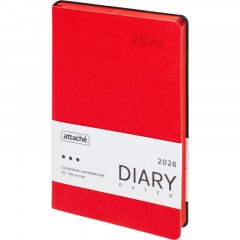 Ежедневник датированный 2026 Attache А5, 168л, 138x213мм, иск.кожа, красный