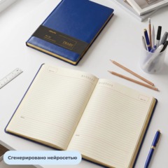 Ежедневник недатированный Attache А4 160л иск.кожа голубой(золотистый срез) - фото 27