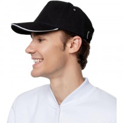 Бейсболка Classic, черная с белым кантом - фото 2