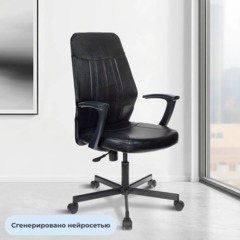 Кресло 0MX_VB_EChair-224 PPU к/з черный, металл - фото 2