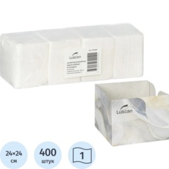 Салфетки бумажные Luscan 1 сл 24x24см белые 100штх4, спендер