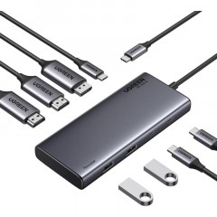 Разветвитель USB Ugreen CM639(35625)8in1 4K@60Hz USB-C/USB-A/HDMI/DP/PD сер Разветвитель USB Ugreen CM639(35625)8in1 4K@60Hz USB-C/USB-A/HDMI/DP/PD сер - фото 2
