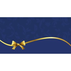 Конверт открытка  Синяя с золотым бантом, 10 шт/уп, КД-250