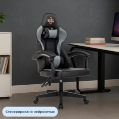 Кресло VB_Echair Easy Game-907 LT PU экокожа черный/серый, пластик - фото 2