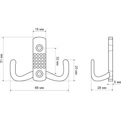 Вешалка настенная УЗК_Крючок двухрожковый СТАНДАРТ 212 B WW (15421)мат.бел - фото 3