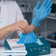Перчатки нитрил., н/с, н/о, CP Basic ( M) голубые 3гр. 50 пар/уп - фото 2