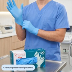 Перчатки нитрил., н/с, н/о, CP Basic (XL) голубые 3гр. 50 пар/уп - фото 2