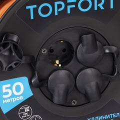 Удлинитель Topfort ПВС 3х2,5кв.мм, 50м на пласт.катушке, 4 роз. с/з, IP44 - фото 4