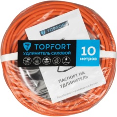 Удлинитель Topfort ПВС 2х1кв.мм 10м в бухте 10А 1 гнездо б/з.,с/заг.,IP44 - фото 4