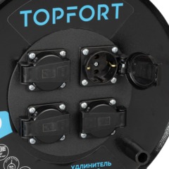 Удлинитель Topfort КГ 3х2,5 30м, на мет.катушке, с/з.,с/загл.,IP44 - фото 4