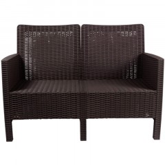 Диван TDT_двухместный садовый коричневый под ротанг - фото 2