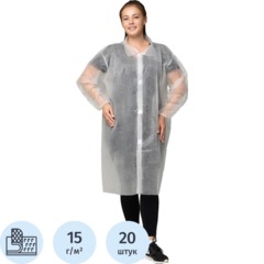 Халат одноразовый Выбор есть белый на 3 липучках 15 г (р.XХXL, 20 шт/уп)