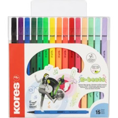 Фломастеры K-BEATS наб 15цв в коробке,пастель,неон.цв