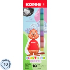 Пластилин Kores Plastilina Пастельный 10 цветов набор общий вес 200гр 34016