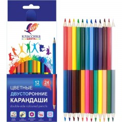 Карандаши цветные шестигран.двусторон.Классика 12шт/24цв.33С 2190-08 набор