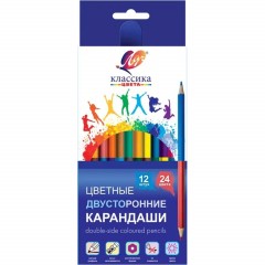 Карандаши цветные шестигран.двусторон.Классика 12шт/24цв.33С 2190-08 набор - фото 3