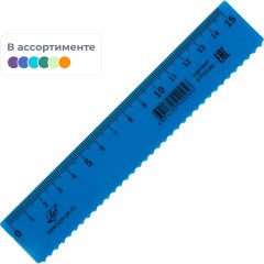 Линейка 15 см, непрозрачная, с волнистым краем, ассорти 34С 2253-08