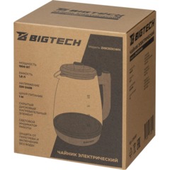 Чайник BigTech ZHK203GWH, бежевый 1,8л.,стекло - фото 8