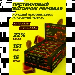 Батончик с содерж протеина PRIMEBAR глазир со вкус Карам и минд 40гx15шт/уп - фото 4