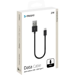 Кабель Deppa (72313)USB-A - USB-C, черный USB 2.0, 2.4A, 2м - фото 2