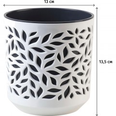 Кашпо Leaves (1,25л.) Цв. Белый/Антрацит (КШ-9829) - фото 2