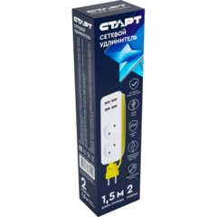 Удлинитель СТАРТ  С/У S 2x1- 4 USB A 10А/2,2кВт, 4xUSB-A - фото 2