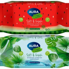 Салфетки влажные освежающие AURA TROPIC COCKTAIL в ассортименте 60шт - фото 2