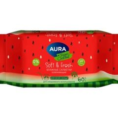 Салфетки влажные освежающие AURA TROPIC COCKTAIL в ассортименте 60шт - фото 3