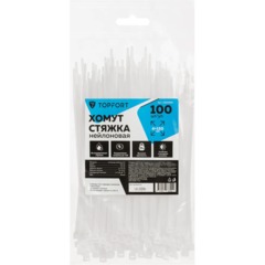Хомут стяжка нейлоновая Topfort 4х150 белый 100 шт/уп - фото 5