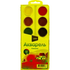 Краски акварельные Классика 12цв, б/к в пластик.уп.с крышкой Аквк-006 набор