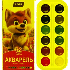 Краски акварельные FUNNY FRIENDS, 12 цветов, б/к Ааф-003 набор - фото 2