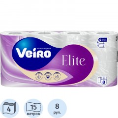 Бумага туалетная Veiro Elite Ц 4сл 120л 15м 8рул/уп МСК