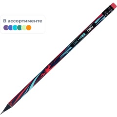 Карандаш Ч/Г Deli, Graffiti texture, кругл, ластик, EC044-HB, в асс