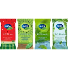 Салфетки влажные освежающие AURA TROPIC COCKTAIL  pocket-pack 15шт КК/110 - фото 2