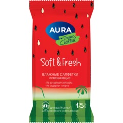 Салфетки влажные освежающие AURA TROPIC COCKTAIL  pocket-pack 15шт КК/110 - фото 3