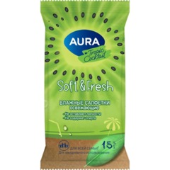 Салфетки влажные освежающие AURA TROPIC COCKTAIL  pocket-pack 15шт КК/110 - фото 5