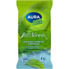 Салфетки влажные освежающие AURA TROPIC COCKTAIL  pocket-pack 15шт КК/110 - фото 7