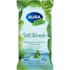 Салфетки влажные освежающие AURA TROPIC COCKTAIL  pocket-pack 15шт КК/110 - фото 9