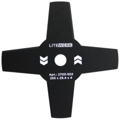 Нож для триммера 4х лопастной LiteWerk 255х25.4х4 (2703-502)