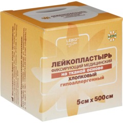 Лейкопластырь 5х500см тканевый в картоне LEIKO, 12 шт/уп - фото 3