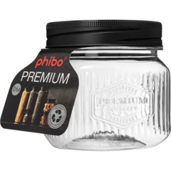 Набор банок квадратных с рельефом PREMIUM 0,6л, 1,3л, 2л(Черный) - фото 3