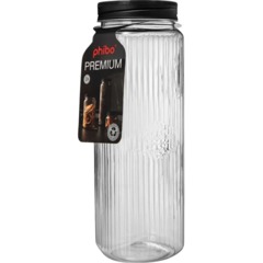 Набор банок квадратных с рельефом PREMIUM 0,6л, 1,3л, 2л(Черный) - фото 4