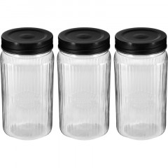 Банка квадратная с рельефом PREMIUM 1,3л, 3шт (Черный)