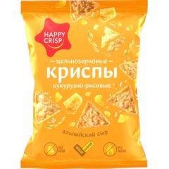 Чипсы кукурузно-рисовые HAPPY CRISP цельнозернов альпийск сыр, 50гx18шт/уп