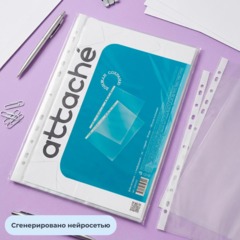 Файл-вкладыш А4, 40мкм, Attache, с перфорацией, гладкий 100 шт/уп - фото 7