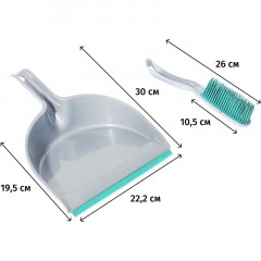 Набор для уборки совок со сметкой с резиновой щетиной 24/1 сер бирюз_68844 - фото 2