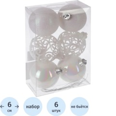 Набор шаров Украшение НГ сказка,D6см,L11,5 W6 H17см 6шт 722892