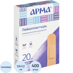 Лейкопластырь бакт 19х72мм полимер телесн, АРМА 20 наб/уп (20 наб по 20 шт)