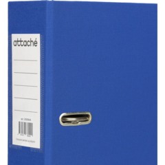 Папка-регистратор 75мм Attache А4, синияя РР/бумага, без мет. уголка - фото 9
