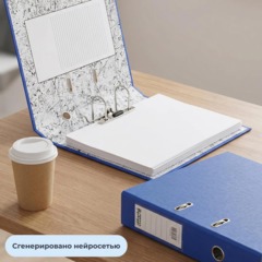 Папка-регистратор 75мм Attache А4, синияя РР/бумага, без мет. уголка - фото 11